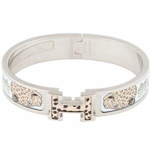 Hermes Clic H Silver and Cream Enamel Bracelet